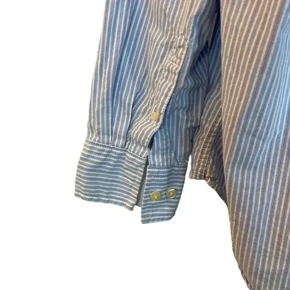 Timberland Shirt Mens Large Blue & White Striped Buttondown - Picture 3 of 5